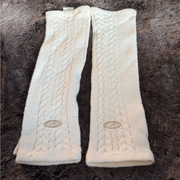 NIKE WHITE WOOL FINGERLESS GLOVES Mittens Arm Warners Wool blend One Size - Picture 1 of 7